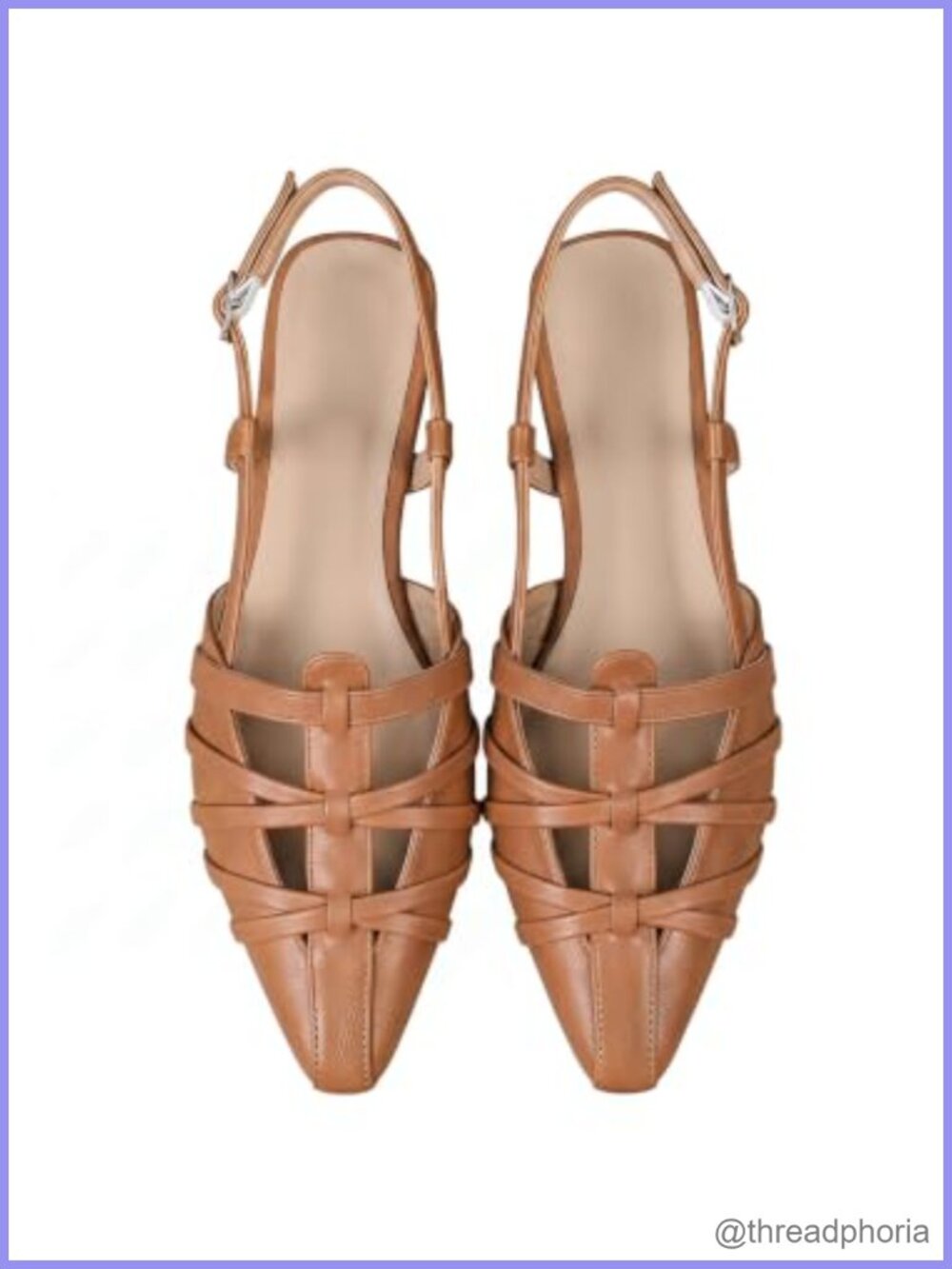 Faux Leather Pointed Toe Slingback Low Heel Flat Sandals